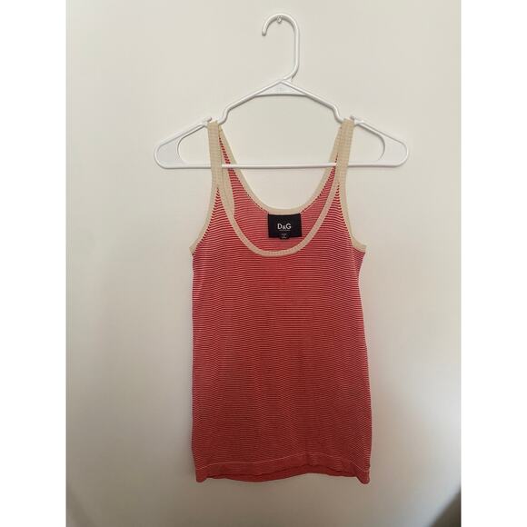 Vintage 00’s D&G Striped Red/Creme Knit Tank - Picture 1 of 4